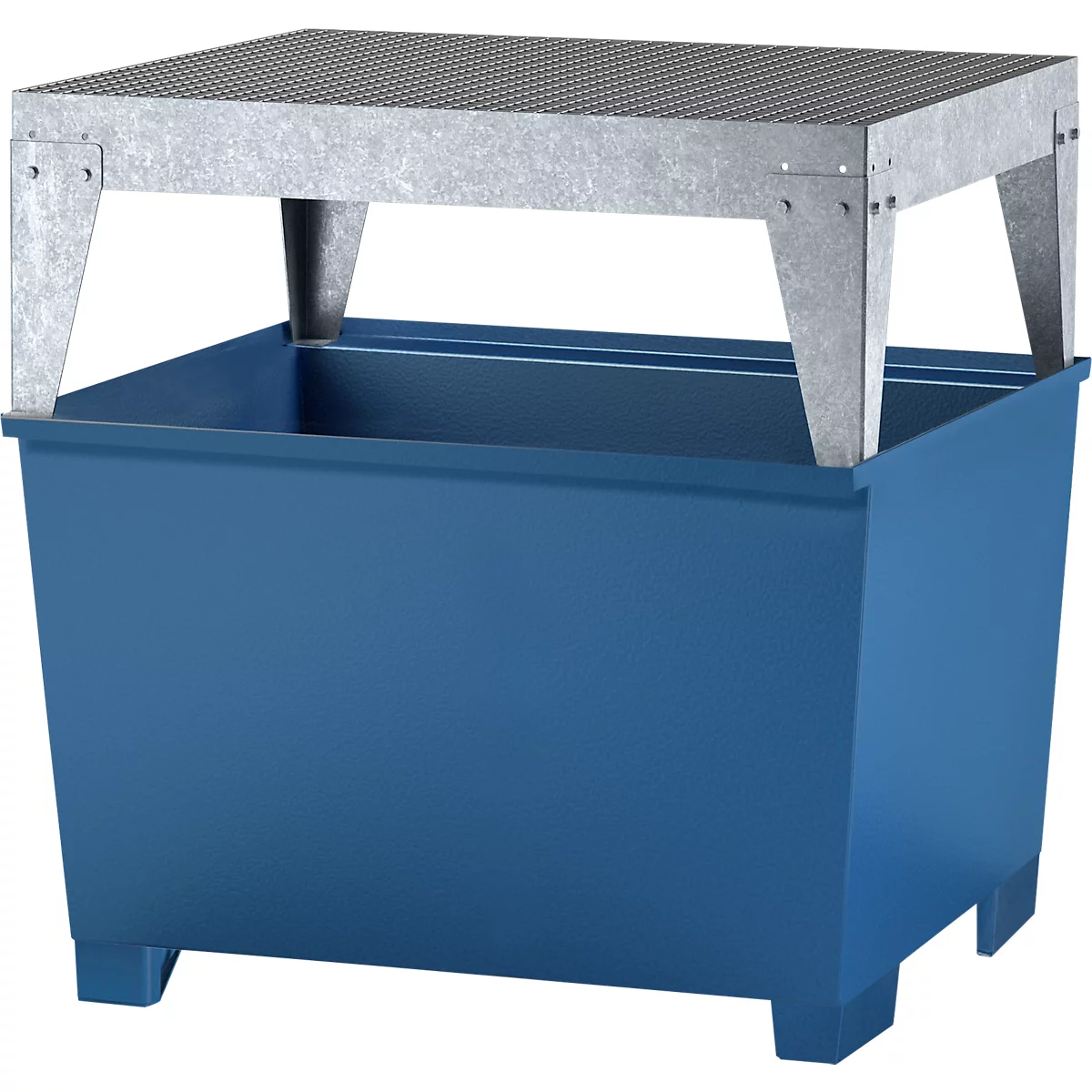 IBC-Station ASECOS, Stahl, mit Abfüllbock u. Staplerschuhen, 1000 l Auffangvolumen, B 1350 x T 1300 x H 1390, lackiert