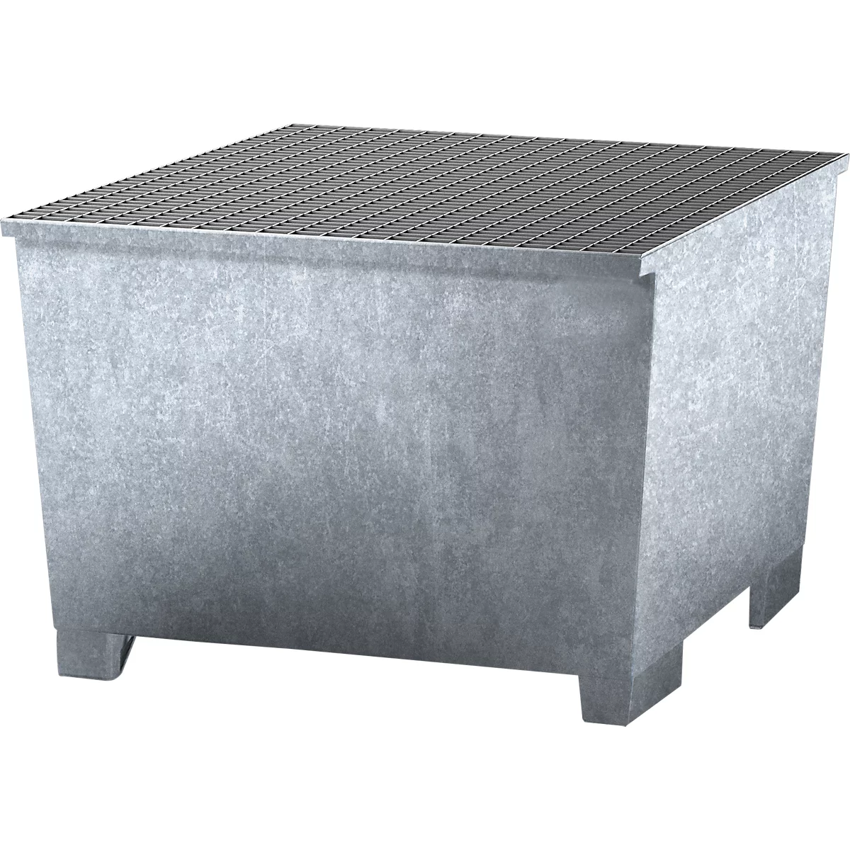 IBC-Station ASECOS, Stahl, mit Gitterrost u. Staplerschuhen, 1000 l Auffangvolumen, B 1350 x T 1300 x H 918 mm, verzinkt