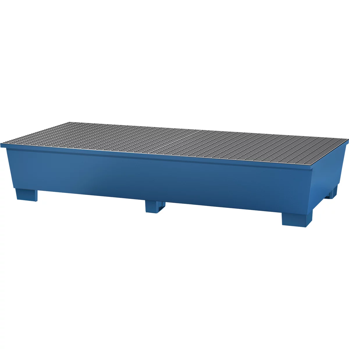 IBC-Station ASECOS, Stahl, mit Gitterrost u. Staplerschuhen, 1000 l Auffangvolumen, B 2680 x T 1300 x H 483 mm, lackiert