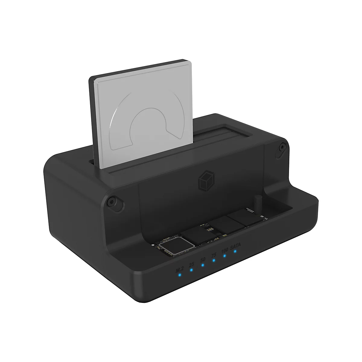 ICY BOX IB-2914MSCL-C31 - HDD / SSD Dockingstation - 2,5' / 3,5' gemeinsam genutzt, M.2 (6,4 cm/8,9 cm gemeinsam genutzt) - SATA 6Gb/s - USB 3.2 (Gen 2) - Schwarz