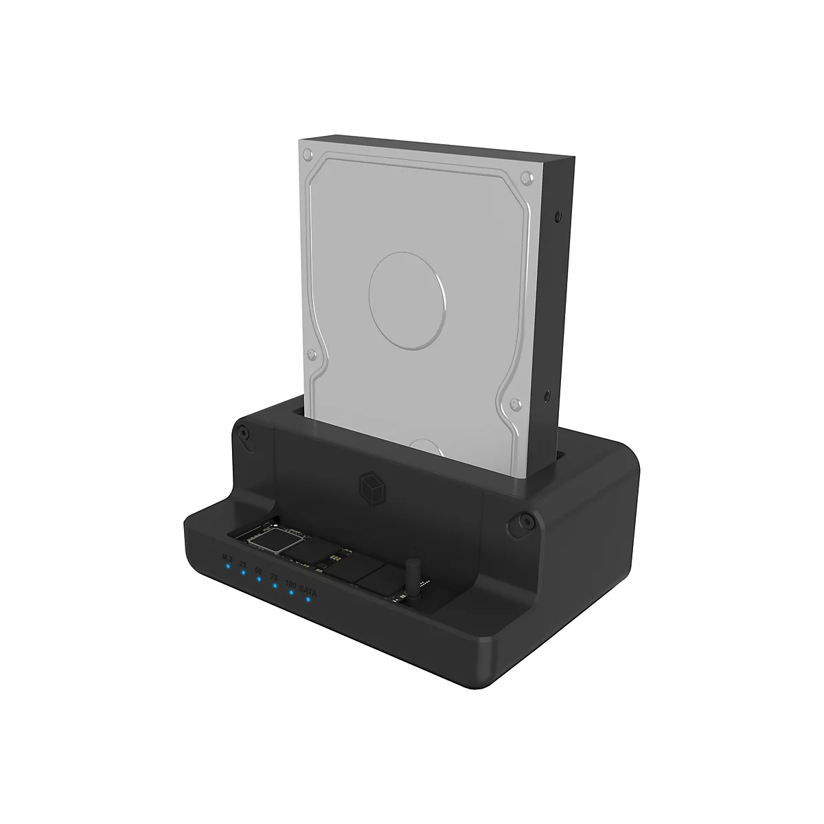 ICY BOX IB-2914MSCL-C31 - HDD / SSD Dockingstation - 2,5' / 3,5' gemeinsam genutzt, M.2 (6,4 cm/8,9 cm gemeinsam genutzt) - SATA 6Gb/s - USB 3.2 (Gen 2) - Schwarz