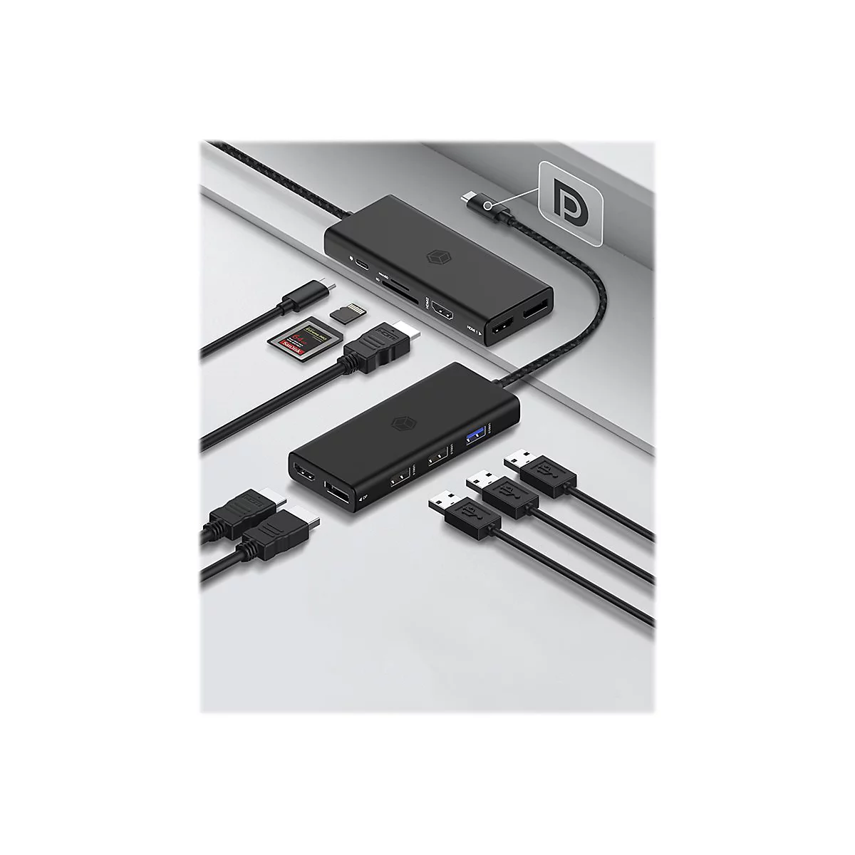 ICY BOX IB-DK4011-CPD - Dockingstation - USB-C 3.2 Gen 1 - 2 x HDMI, DP