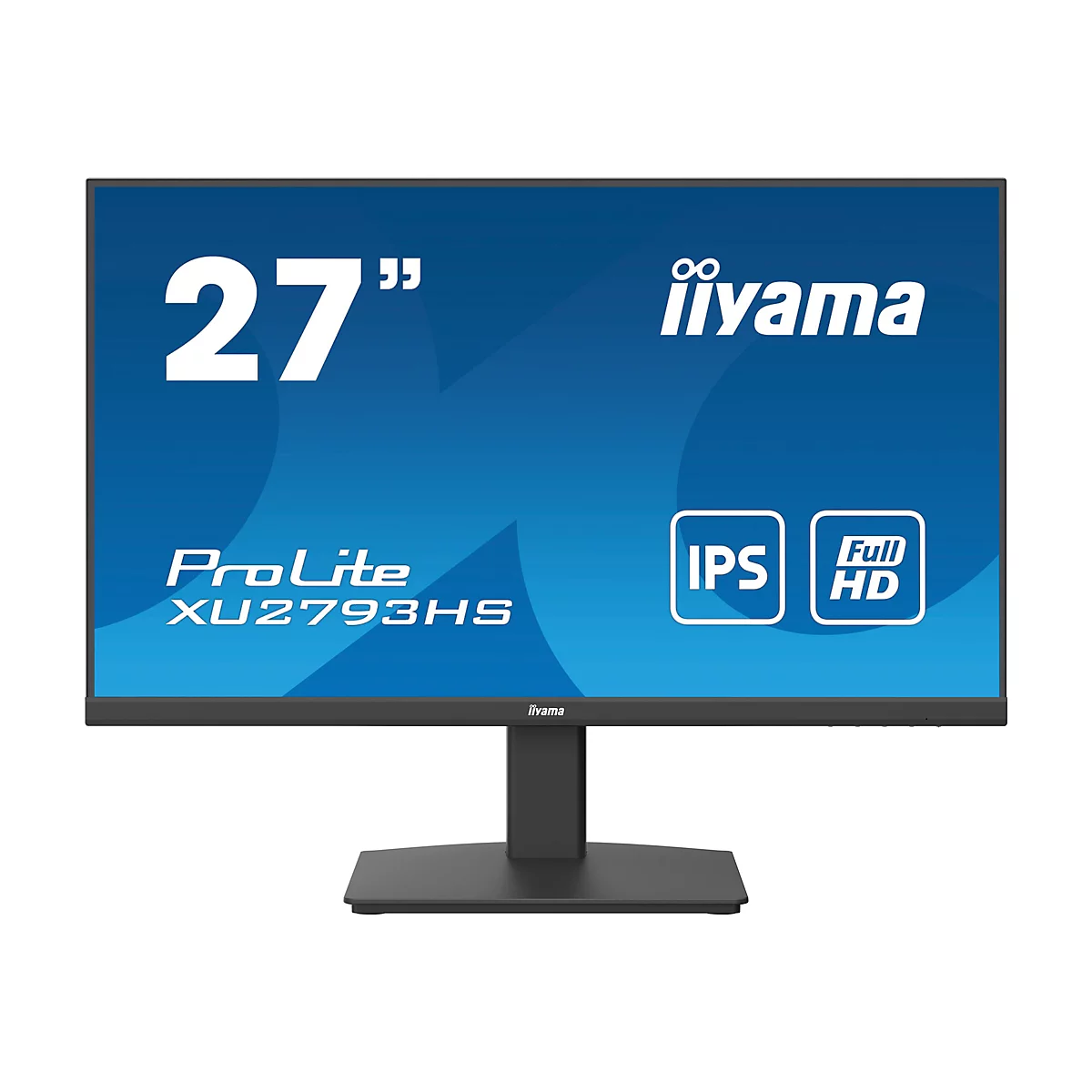 Un moniteur noir de 27 pouces avec le logo iiyama.