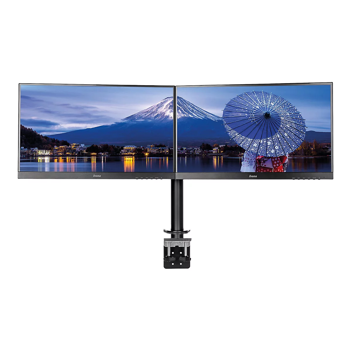 Iiyama DS1002C-B1 - Befestigungskit - einstellbarer Arm - für 2 Monitore - Schwarz