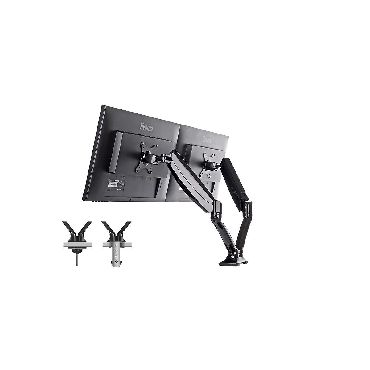 Iiyama DS3002C-B1 - Befestigungskit - einstellbarer Arm - für 2 Monitore - Schwarz