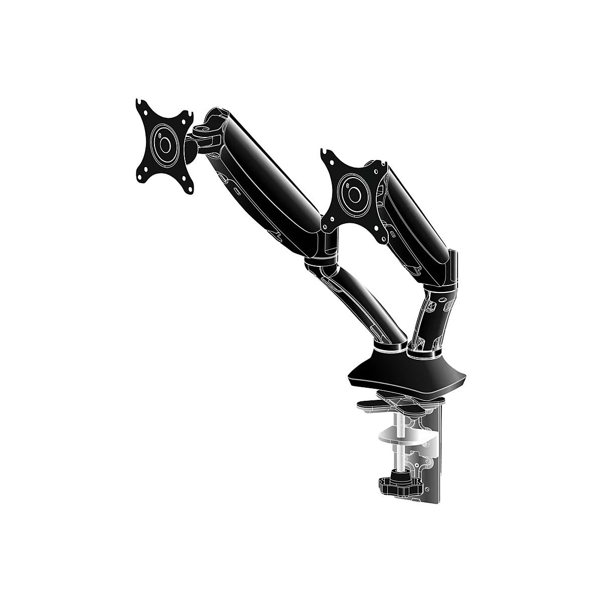 Iiyama DS3002C-B1 - Befestigungskit - einstellbarer Arm - für 2 Monitore - Schwarz