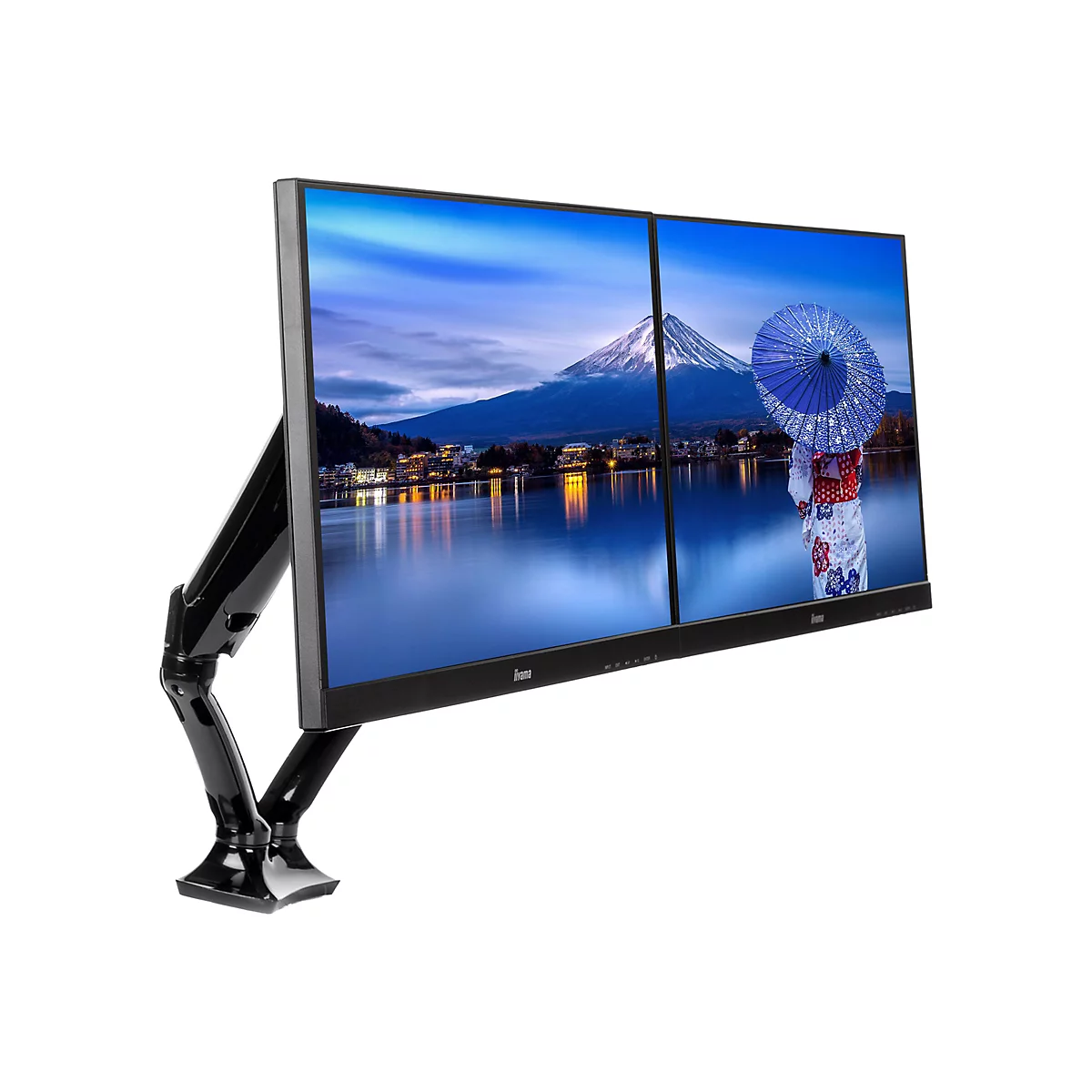Iiyama DS3002C-B1 - Befestigungskit - einstellbarer Arm - für 2 Monitore - Schwarz