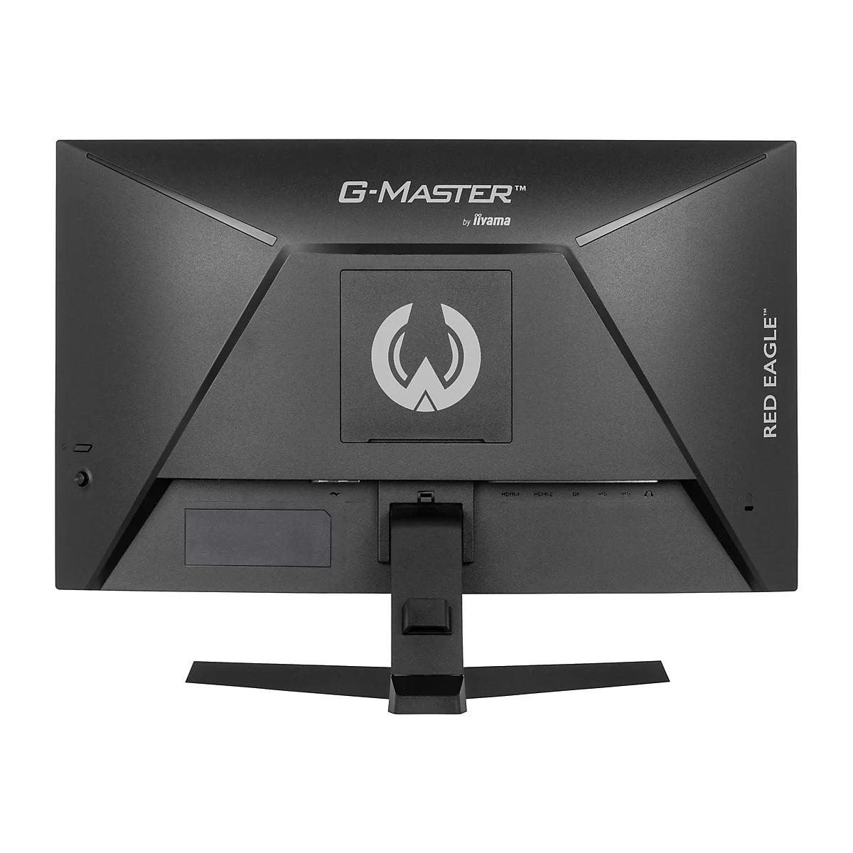 Rückseite eines schwarzen Gaming-Monitors mit der Aufschrift "G-MASTER™" und "RED EAGLE™".