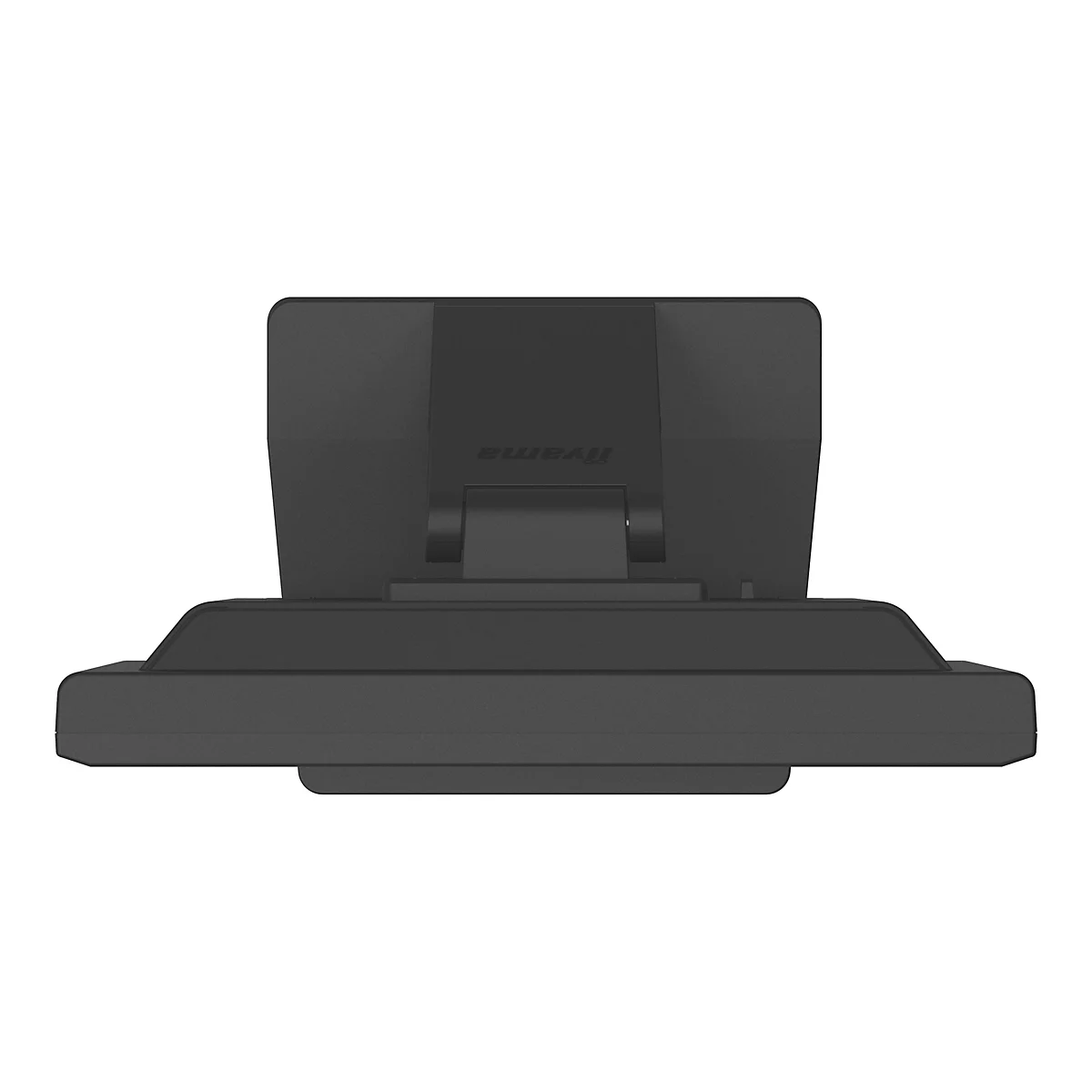 Draufsicht auf einen schwarzen Monitor mit dem Schriftzug "iiyama".
