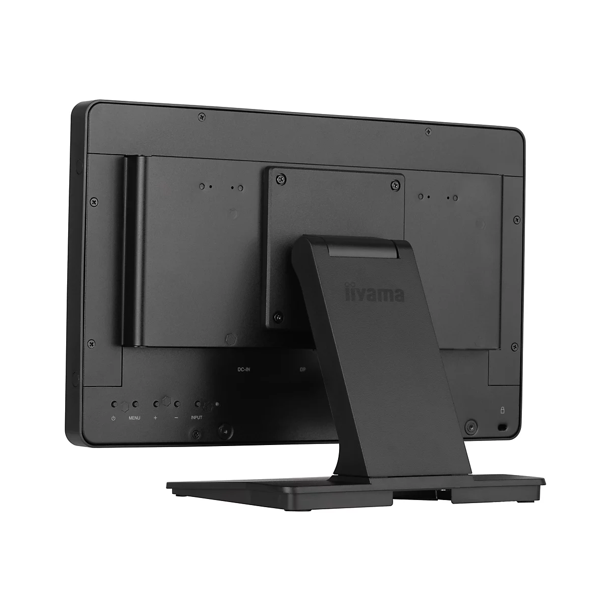 Arrière d'un moniteur iiyama noir. Des connexions et des commandes sont visibles.