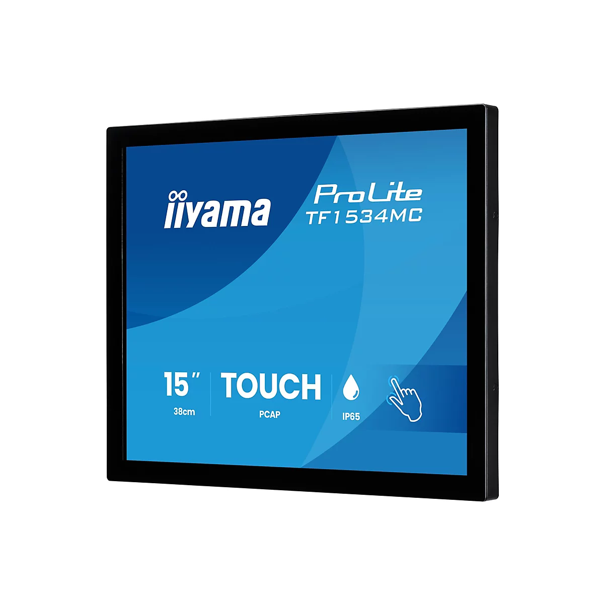 Iiyama ProLite Touchscreen mit 15 Zoll Display vor weißem Hintergrund.