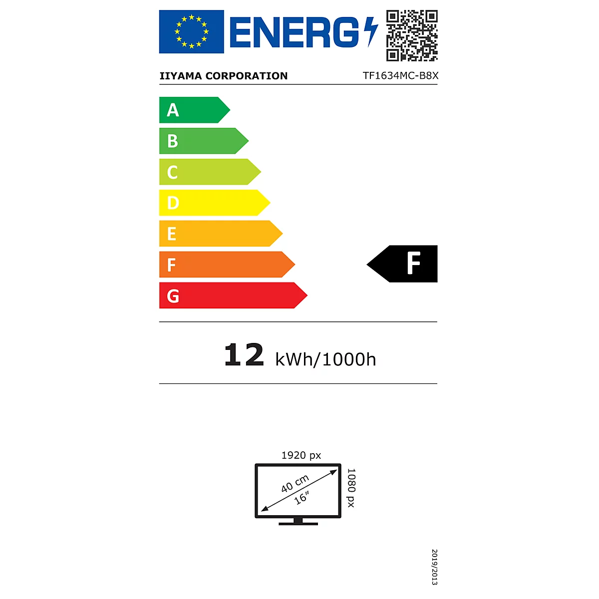 iiyama ProLite TF1634MC-B8X - LED-Monitor - 39.5 cm (15.6') - offener Rahmen - Touchscreen - 1920 x 1080 Full HD (1080p) @ 60 Hz