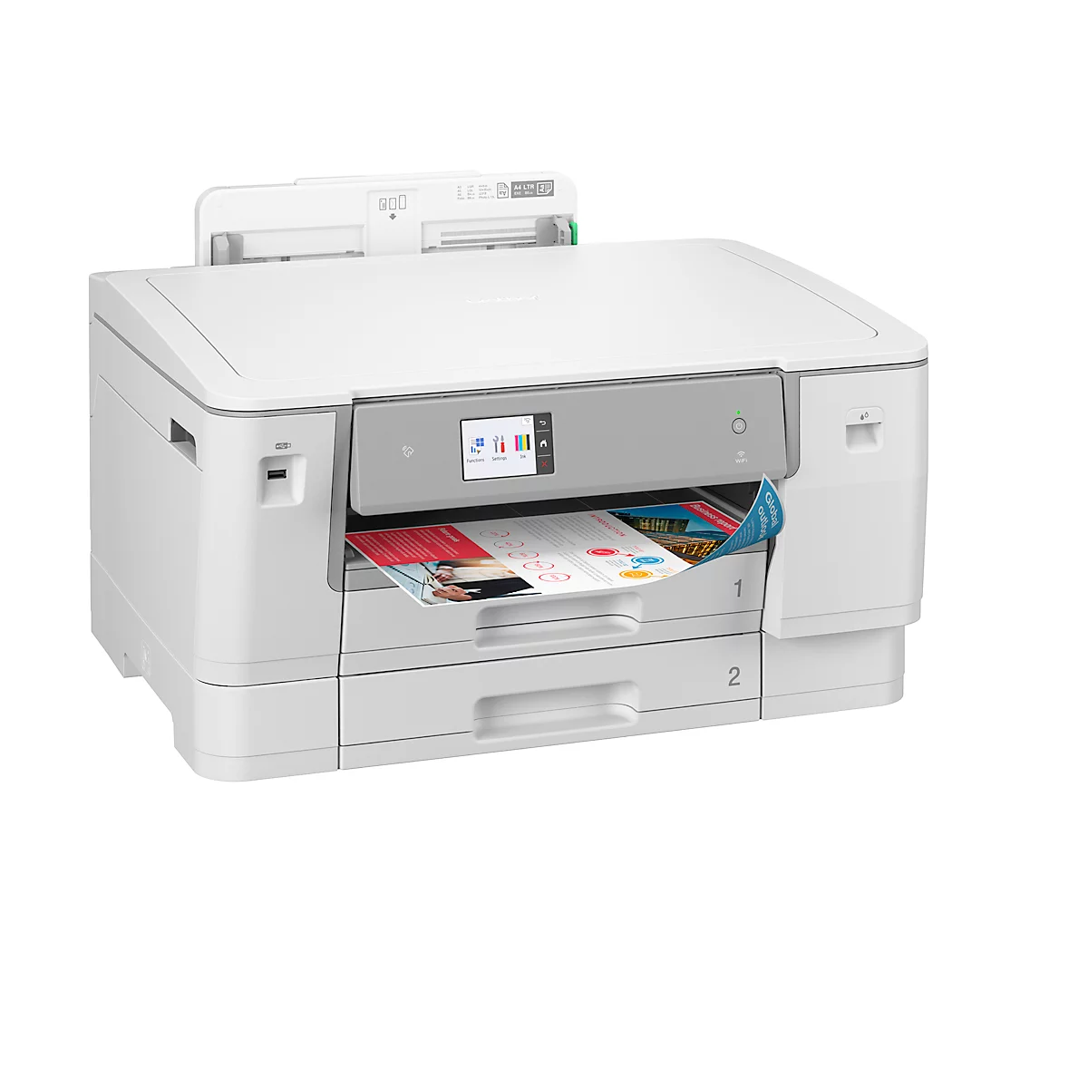 Imprimante à jet d'encre Brother HL-J6010DW, noir et blanc/couleur, USB/LAN/WLAN, recto-verso automatique/impression mobile/NFC, 2 cassettes papier, jusqu'à A3, cartouches CMYK incluses