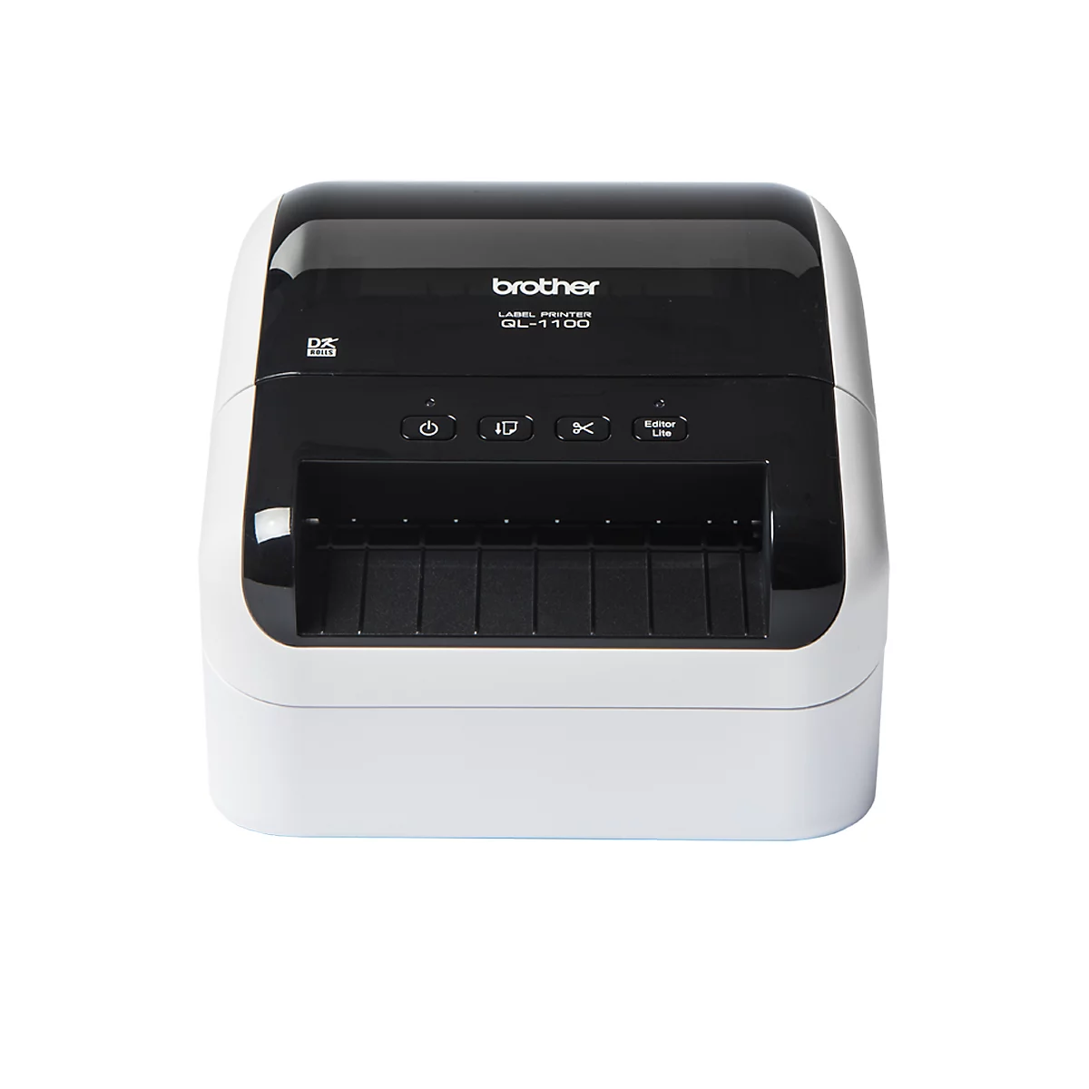 Imprimante d'étiquettes Brother QL-1100c, thermique directe, 110 mm/sec, 300 dpi, USB, pour étiquettes de 12-103,6 mm de large