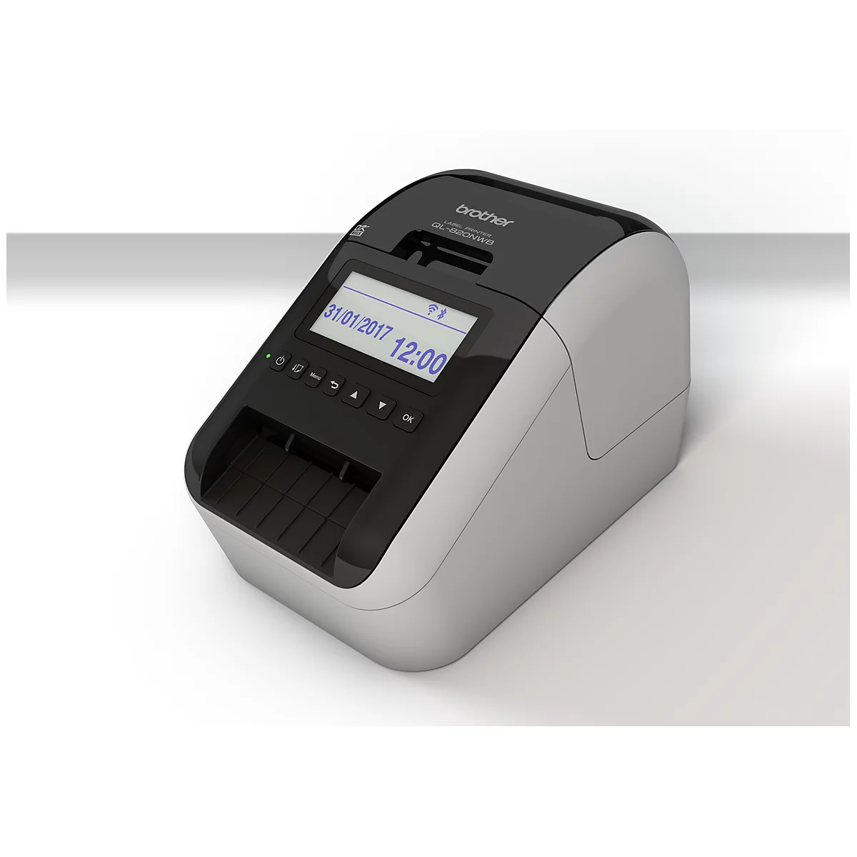 Imprimante d'étiquettes Brother QL-820NWBC, avec fonction d'impression rouge/noir, unité de coupe, 300 × 300 dpi, WLAN, USB, Bluetooth