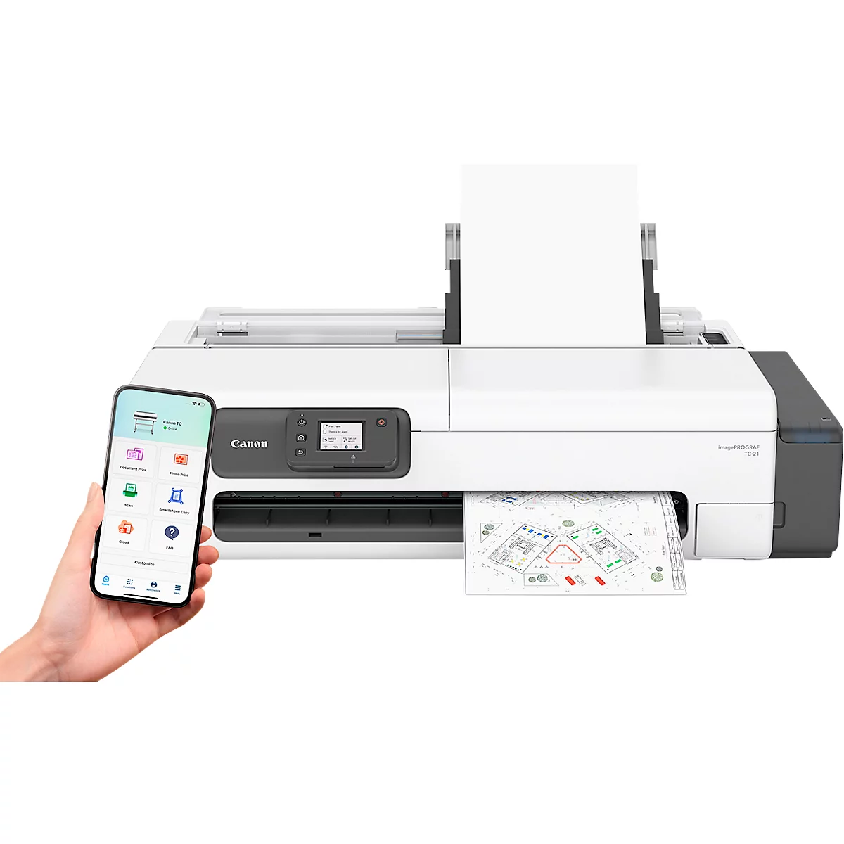 Imprimante grand format Canon imagePROGRAF TC-21 LFP, 24', jet d'encre 4 couleurs, 2400 x 1200 dpi, USB/LAN/WLAN, jusqu'à A1, réservoirs d'encre, noir-gris