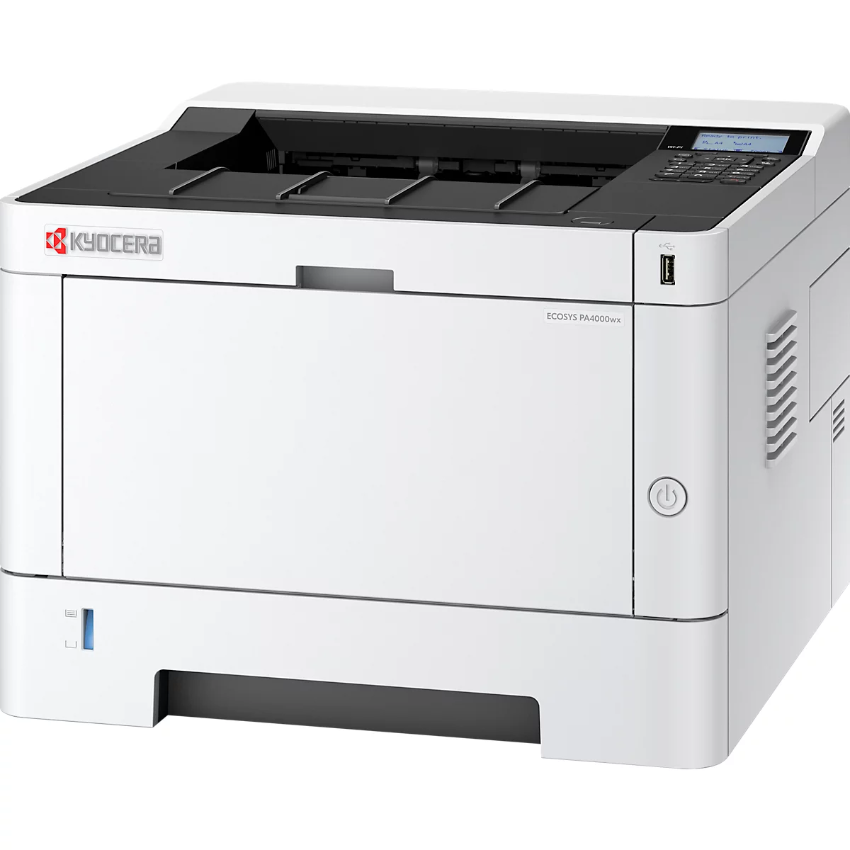 Imprimante laser Kyocera ECOSYS PA4000wx/Plus, noir et blanc, USB/LAN/WLAN/Carte SD, recto-verso automatique/impression mobile, jusqu'à A4, toner, 3 ans de garantie Kyocera Life Plus