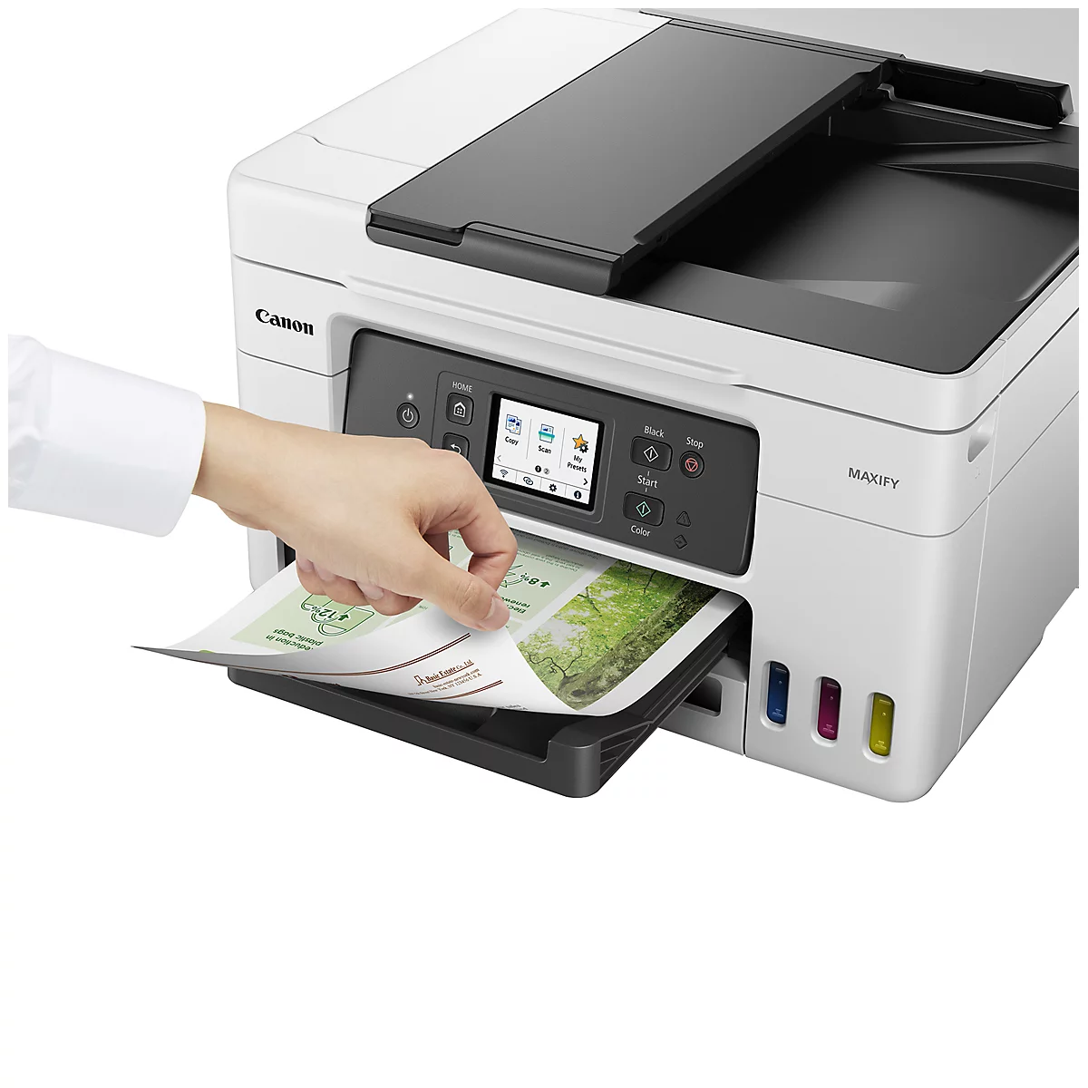 Imprimante multifonction Canon MAXIFY GX4050, 4-en-1, USB/LAN/WLAN, recto-verso automatique/impression mobile/cloud, jusqu'à A4, 4 bouteilles d'encre incluses
