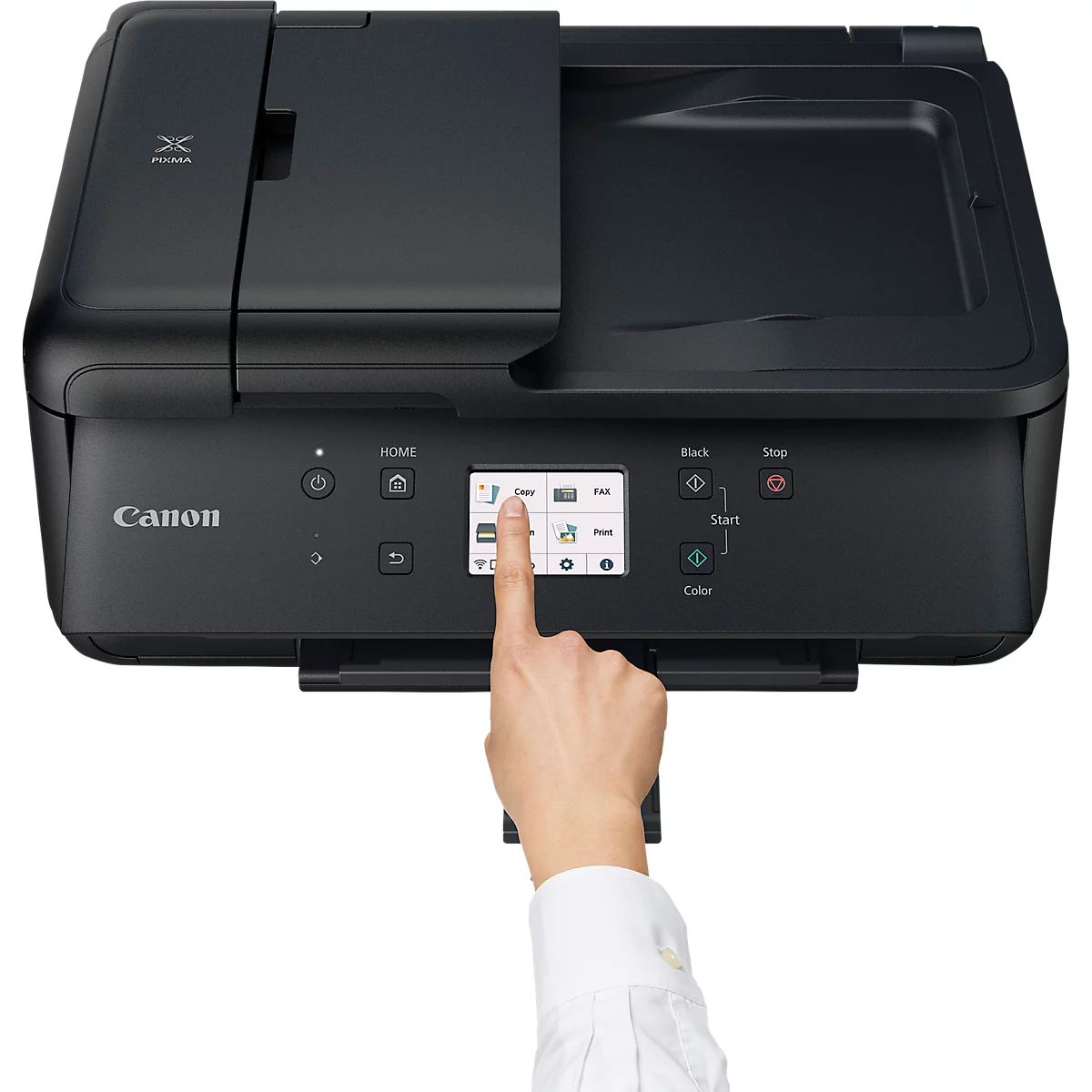 Imprimante multifonction Canon PIXMA TR7650, 4 en 1, USB/WLAN/Cloud, recto-verso automatique/impression mobile/impression sans marge, jusqu'à A4, 5 cartouches d'encre incluses