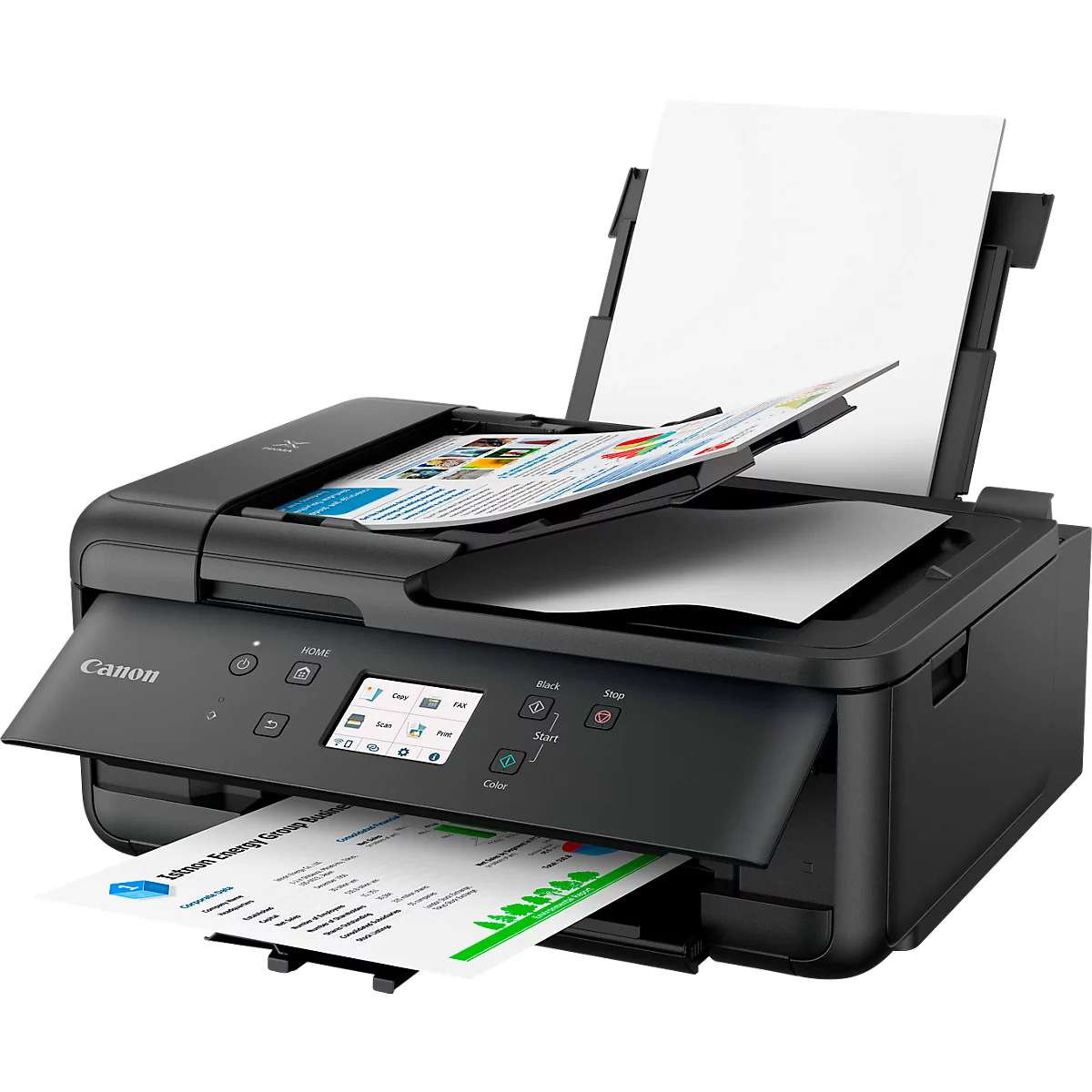 Imprimante multifonction Canon PIXMA TR7650, 4 en 1, USB/WLAN/Cloud, recto-verso automatique/impression mobile/impression sans marge, jusqu'à A4, 5 cartouches d'encre incluses