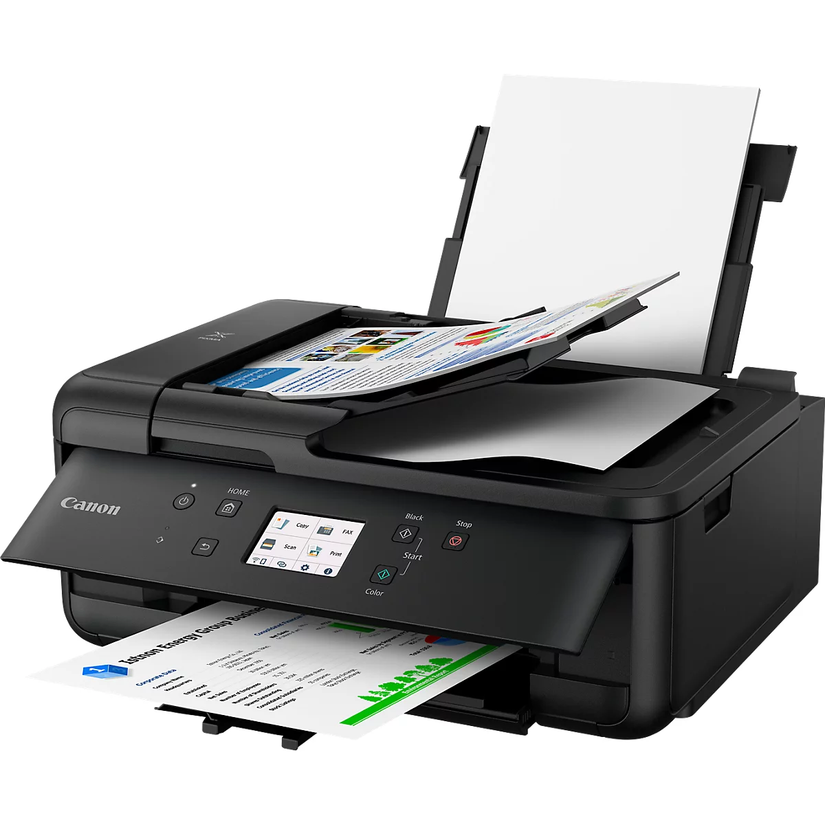 Imprimante multifonction Canon PIXMA TR7650, 4 en 1, USB/WLAN/Cloud, recto-verso automatique/impression mobile/impression sans marge, jusqu'à A4, 5 cartouches d'encre incluses