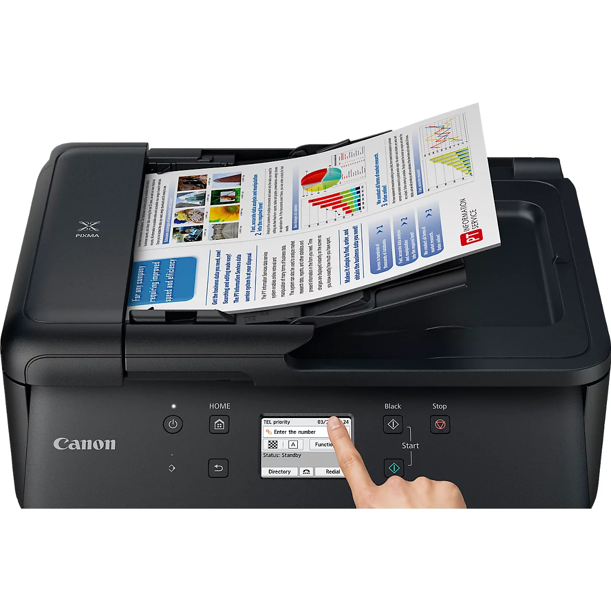 Imprimante multifonction Canon PIXMA TR7650, 4 en 1, USB/WLAN/Cloud, recto-verso automatique/impression mobile/impression sans marge, jusqu'à A4, 5 cartouches d'encre incluses