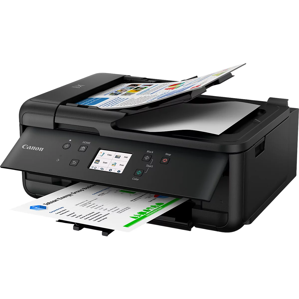 Imprimante multifonction Canon PIXMA TR7650, 4 en 1, USB/WLAN/Cloud, recto-verso automatique/impression mobile/impression sans marge, jusqu'à A4, 5 cartouches d'encre incluses
