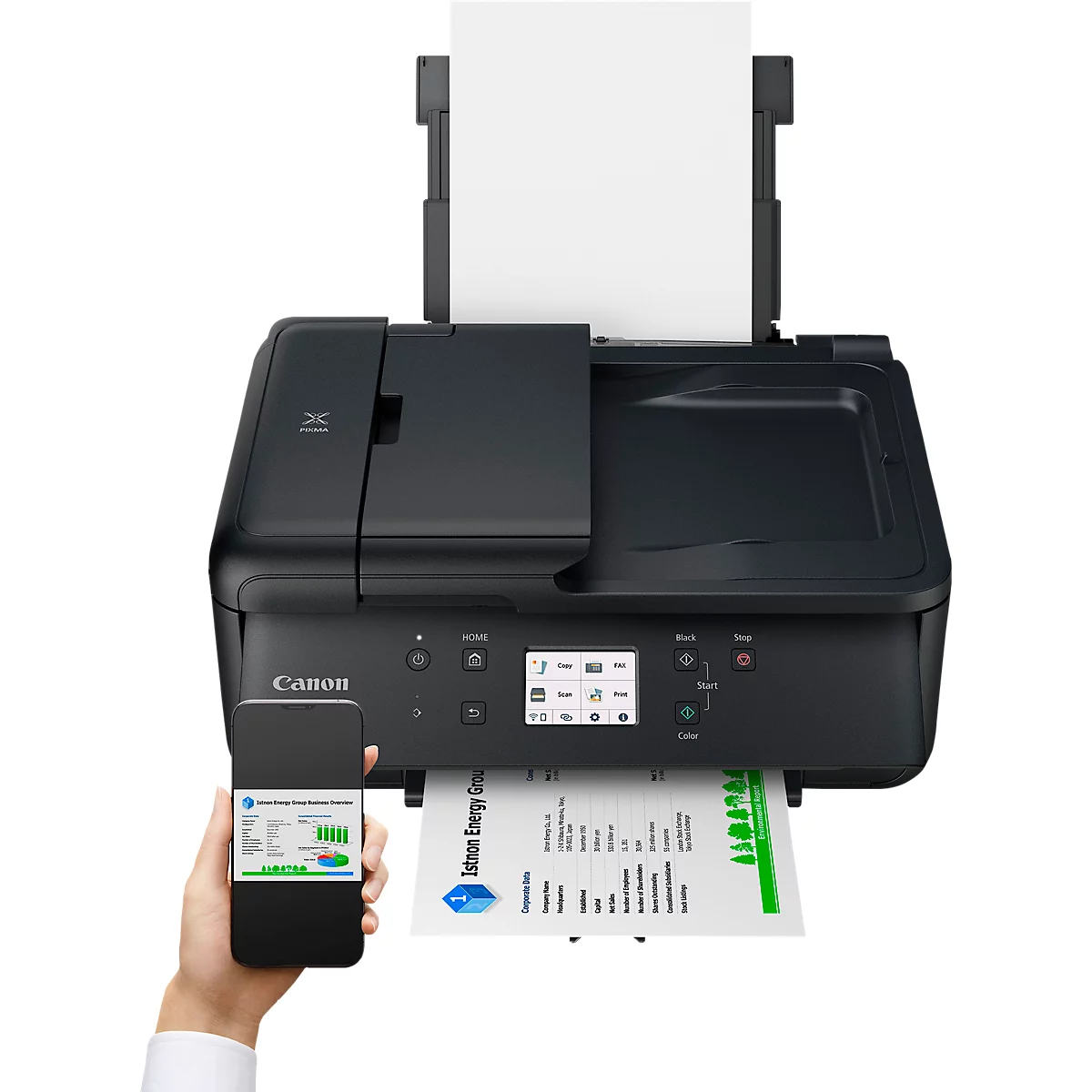 Imprimante multifonction Canon PIXMA TR7650, 4 en 1, USB/WLAN/Cloud, recto-verso automatique/impression mobile/impression sans marge, jusqu'à A4, 5 cartouches d'encre incluses