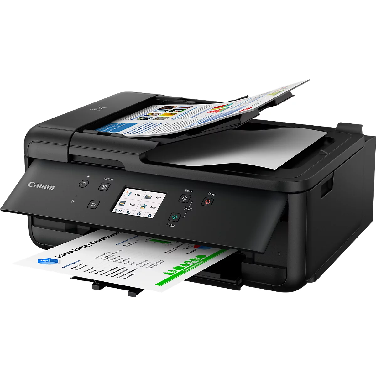 Imprimante multifonction Canon PIXMA TR7650, 4 en 1, USB/WLAN/Cloud, recto-verso automatique/impression mobile/impression sans marge, jusqu'à A4, 5 cartouches d'encre incluses