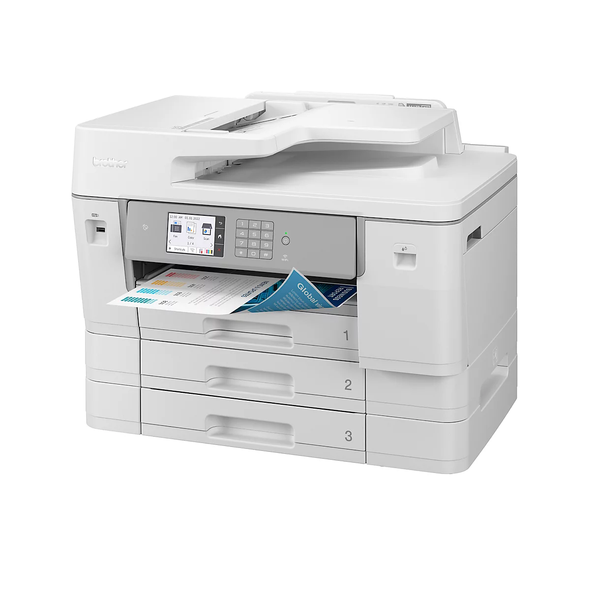 Imprimante multifonction jet d'encre Brother MFC-J6957DW, 4 en 1,USB/LAN/WLAN, impression recto-verso automatique/mobile/NFC, 3 cassettes papier, jusqu'à A3, avec cartouches CMYK