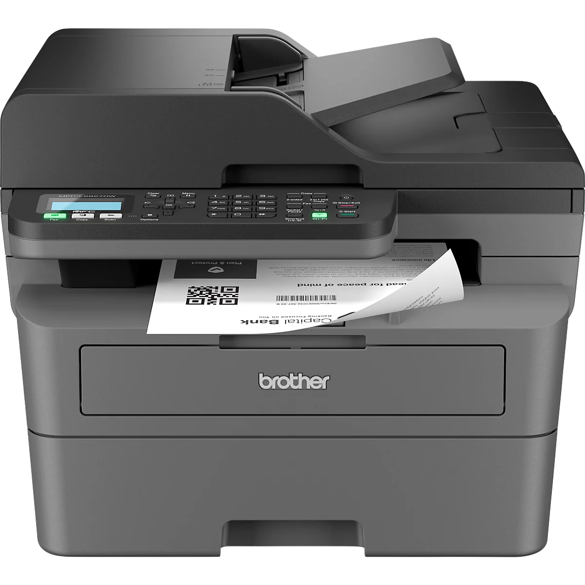 Imprimante multifonction monolaser Brother MFC-L2827DWXL, 4 en 1, USB/LAN/WLAN, recto-verso automatique/impression mobile, jusqu'à A4, 2 toners inclus