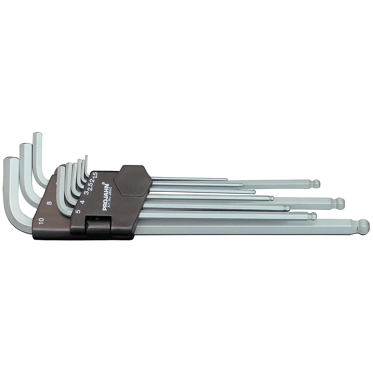 Inbussleutel-set Projahn, 9-delig, voor binnen-6kant 1,5-10 mm, extra lang, chroom-vanadium-staal