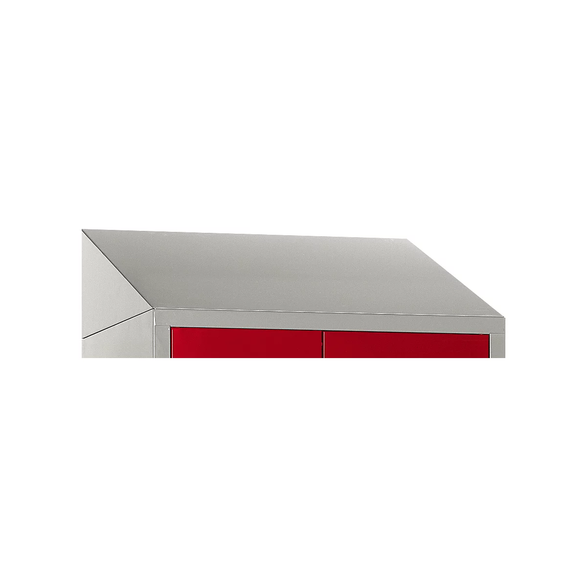Detail of furniture: silver top, red body.