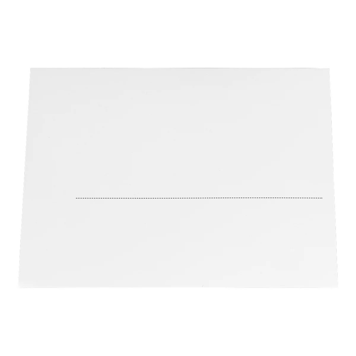 White sheet of paper, with a dotted line in the middle.