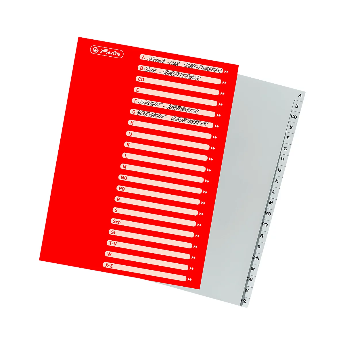 indexbladen, A4, A-Z, PP-folie, grijs, 20-delig