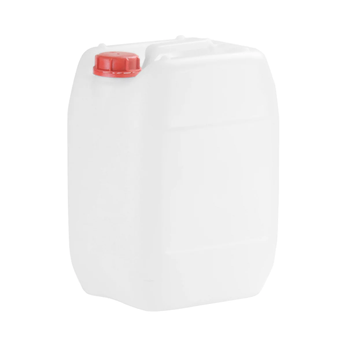 White canister with red lid. The canister has a rectangular shape with rounded corners.