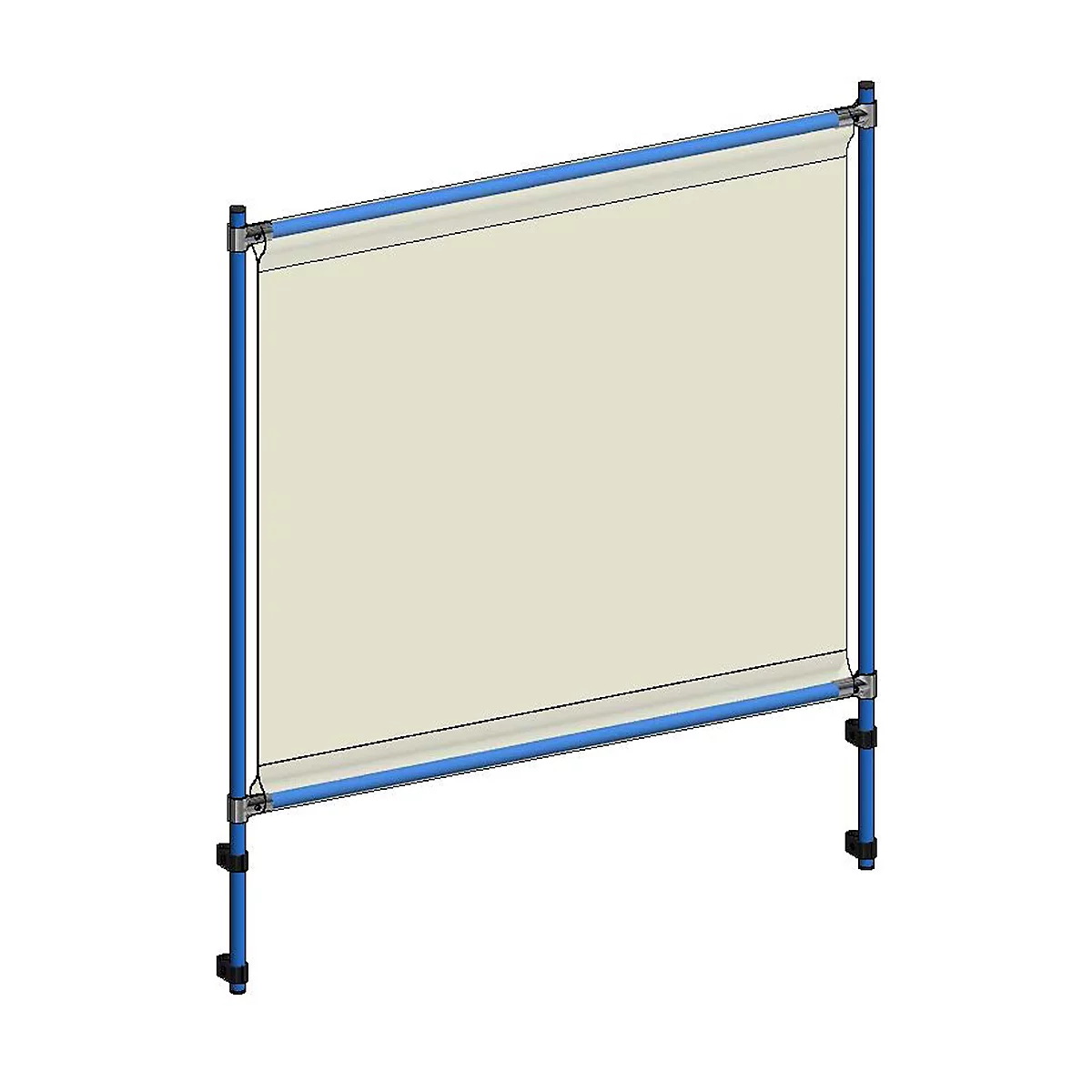 Infectiebeschermingsframe 5903 voor fetra-transportinrichtingen, staalbuis/PVC-folie, briljantblauw RAL 5007/transparant, L 1260 x B 49 x H 1410 mm