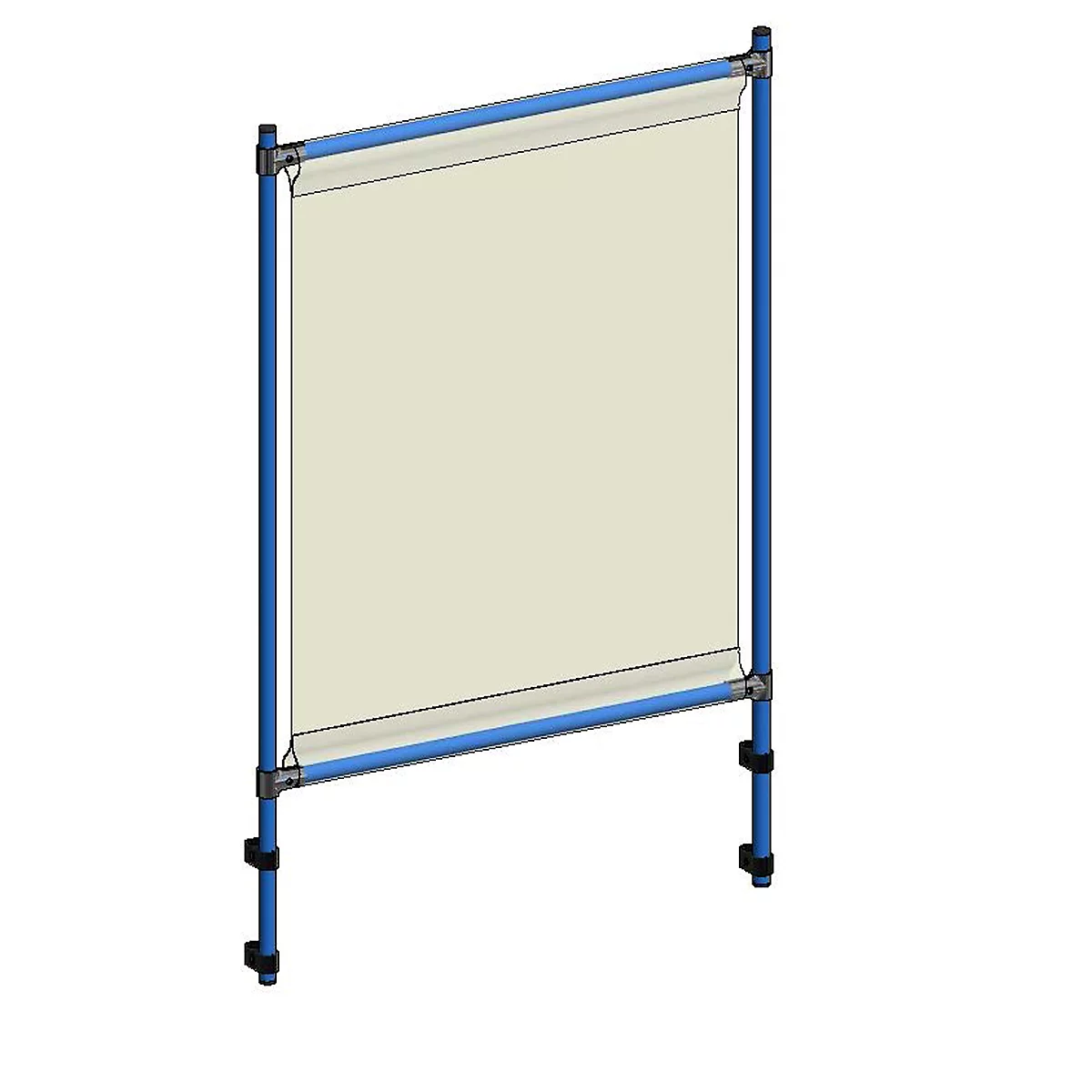 Infektionsschutzrahmen 5940 für fetra Transportgeräte, Stahlrohr/PVC-Folie, brillantblau RAL 5007/glasklar, L 916 x B 49 x H 1410 mm