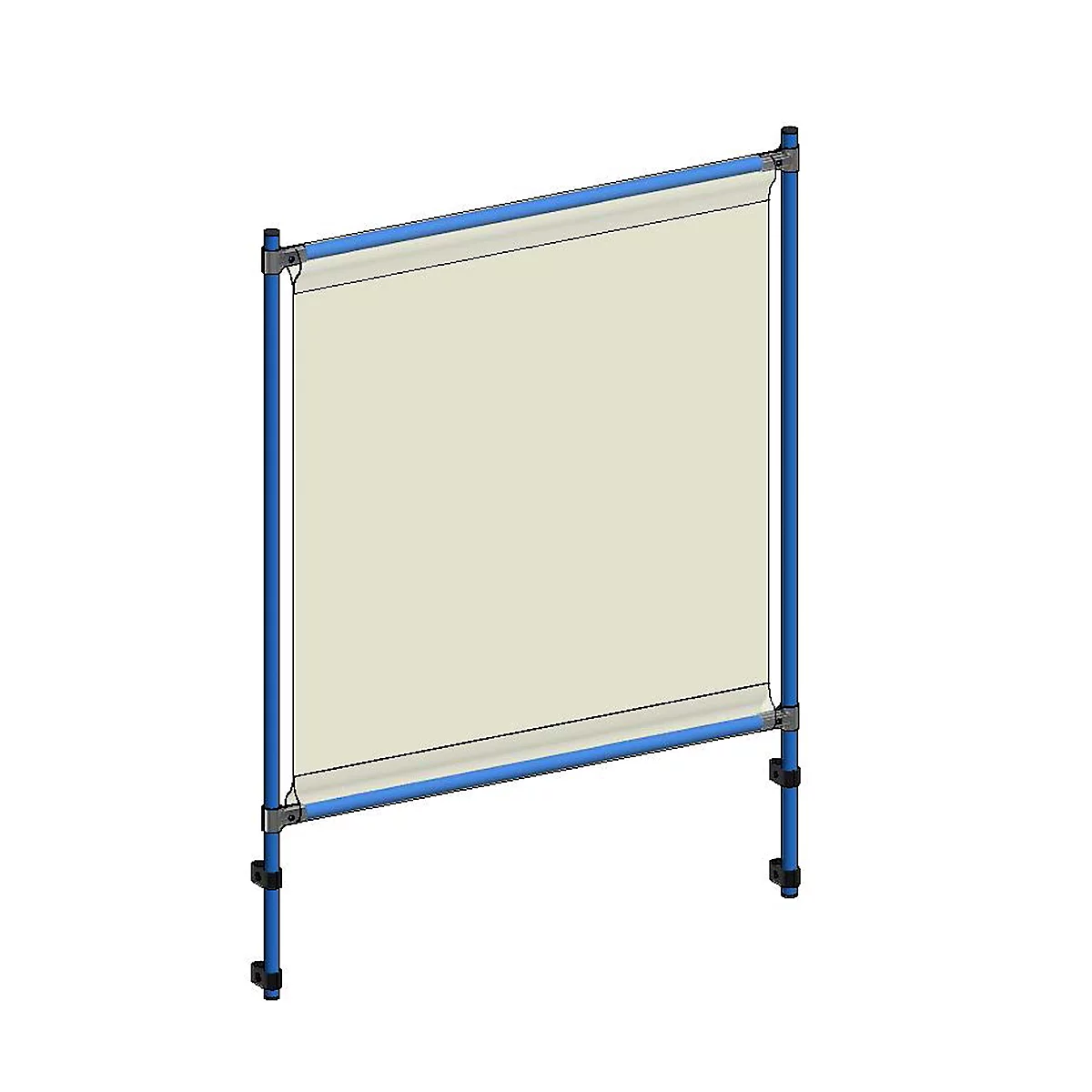 Infektionsschutzrahmen 5942 für fetra Transportgeräte, Stahlrohr/PVC-Folie, brillantblau RAL 5007/glasklar, L 1066 x B 49 x H 1410 mm