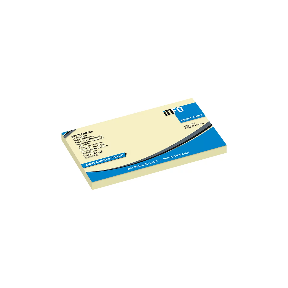 inFO Power Notes Haftnotizen, 125 x 75 mm, 100 Blatt pro Block, 12 Blöcke, blanko, gelb