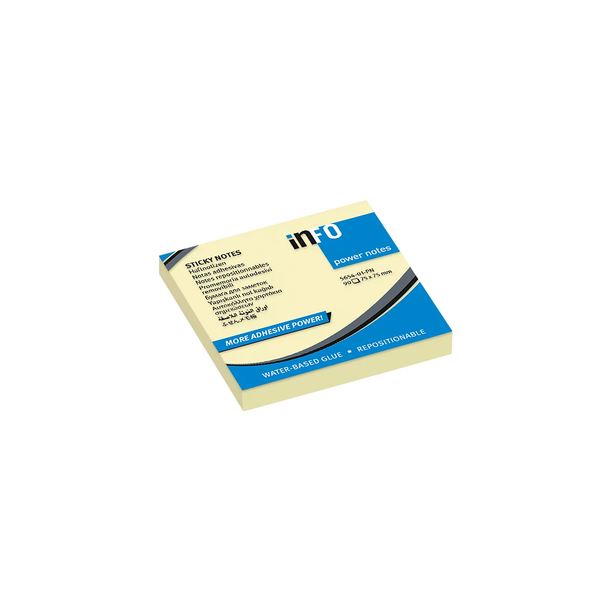 inFO Power Notes Haftnotizen, 75 x 75 mm, 100 Blatt pro Block, 12 Blöcke, blanko, gelb
