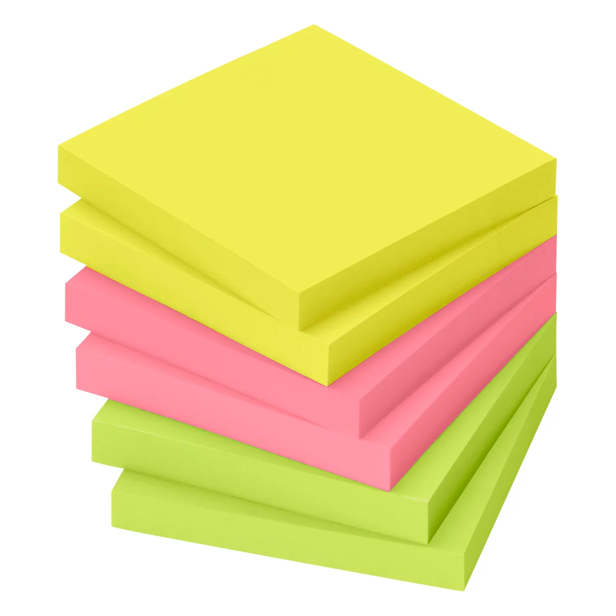 inFO Power Notes Haftnotizen, 75 x 75 mm, 80 Blatt pro Block, 6 Blöcke, 3 Farben