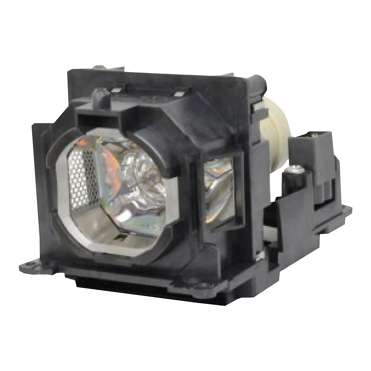 Projektor-Ersatzlampe mit schwarzem Kunststoffgehäuse und innenliegendem Reflektor.