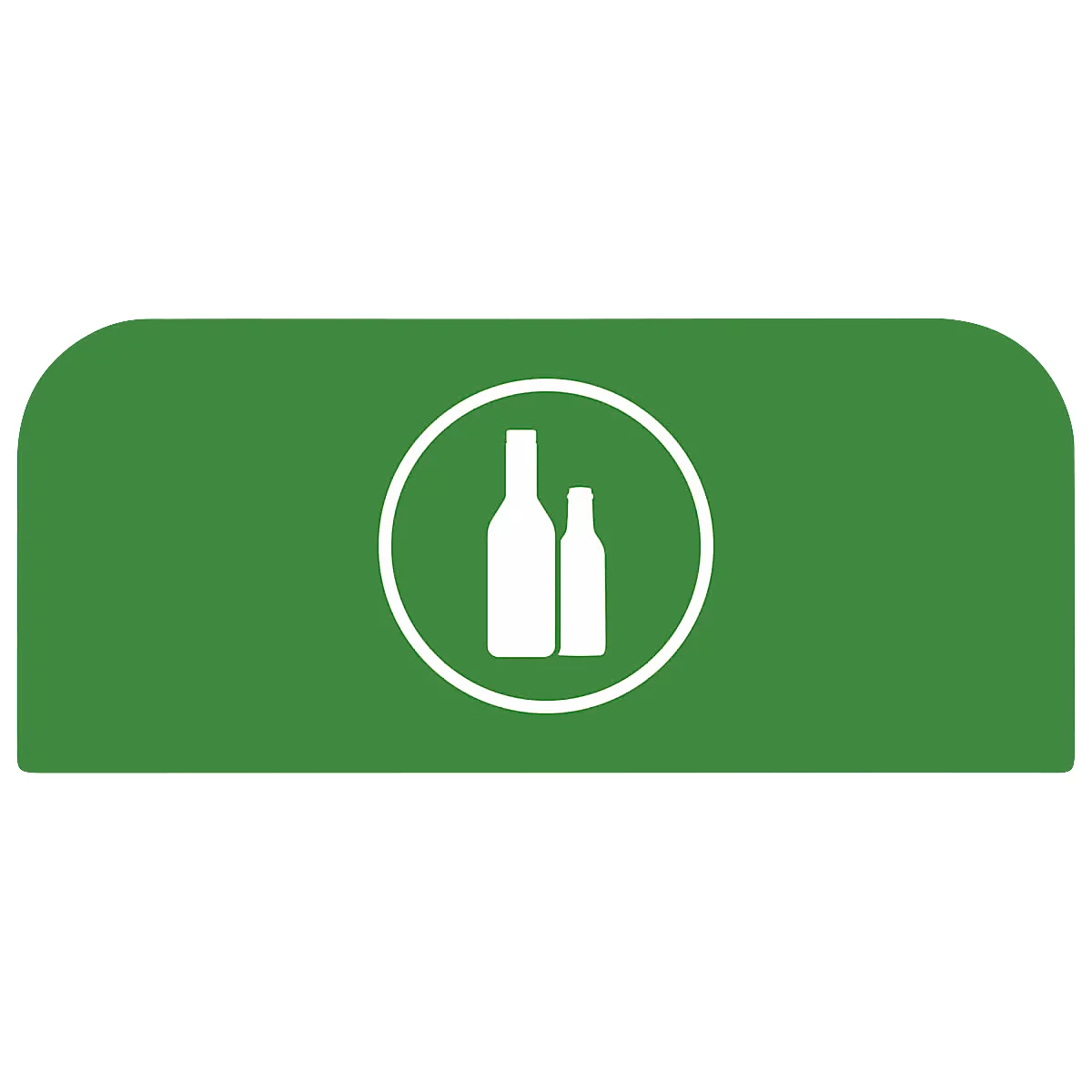 Informatiepaneel voor Rubbermaid configureerbaar recyclingstation, voor 57 liter containerunit, B 367 x H 203 x D 20 mm, glas, groen