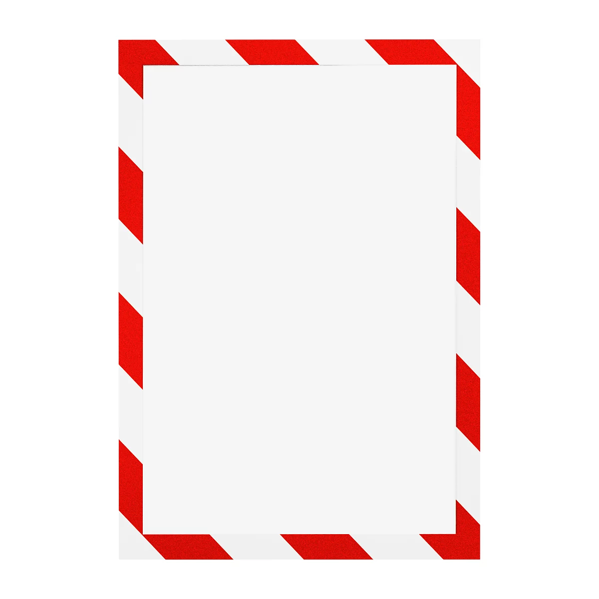 A white sheet of paper, framed by a red and white warning tape pattern.