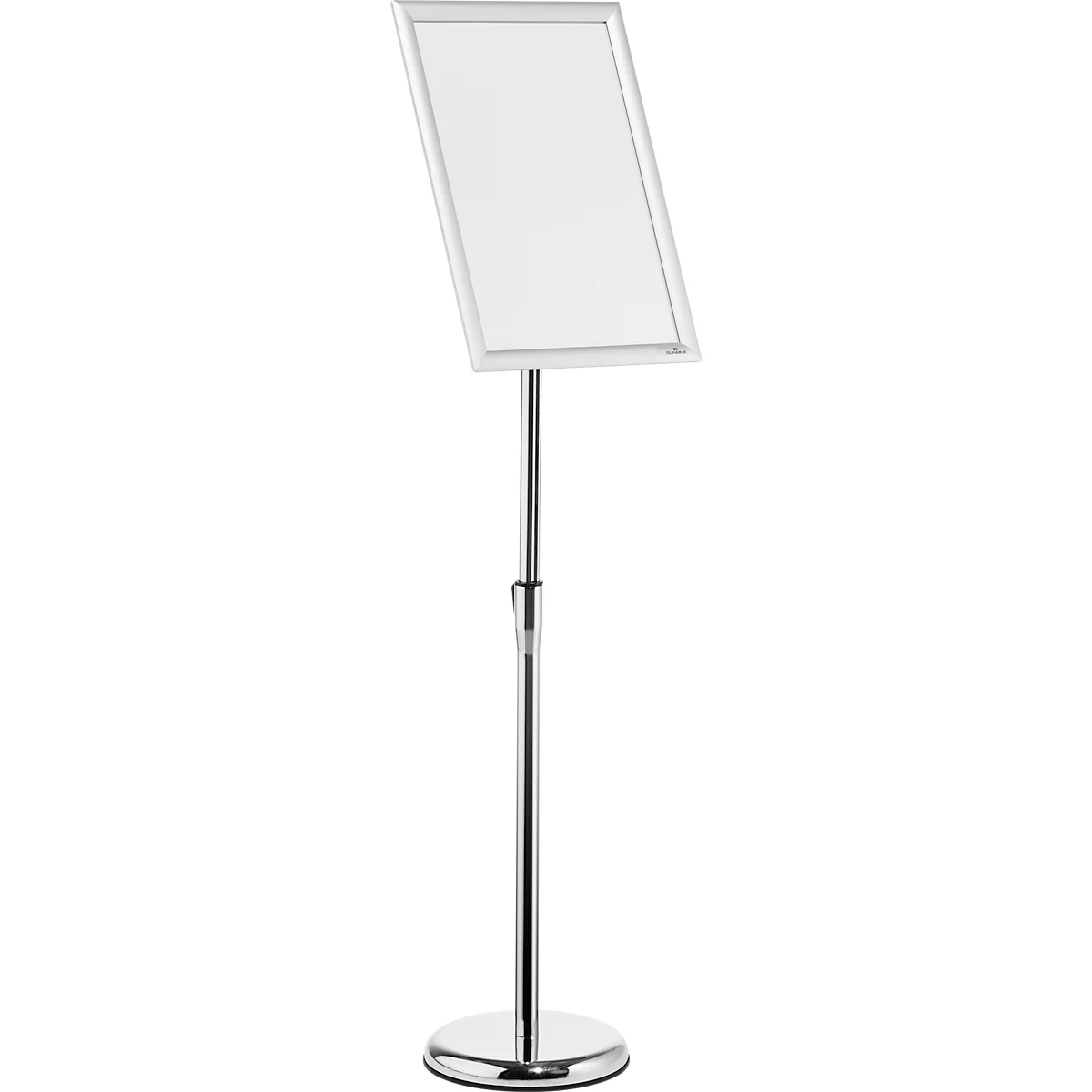 Infoständer Durable, mit DIN A3 Klapprahmen, Hoch- & Querformat, höhenverstellbar, Aluminium & Polystyrol, silber