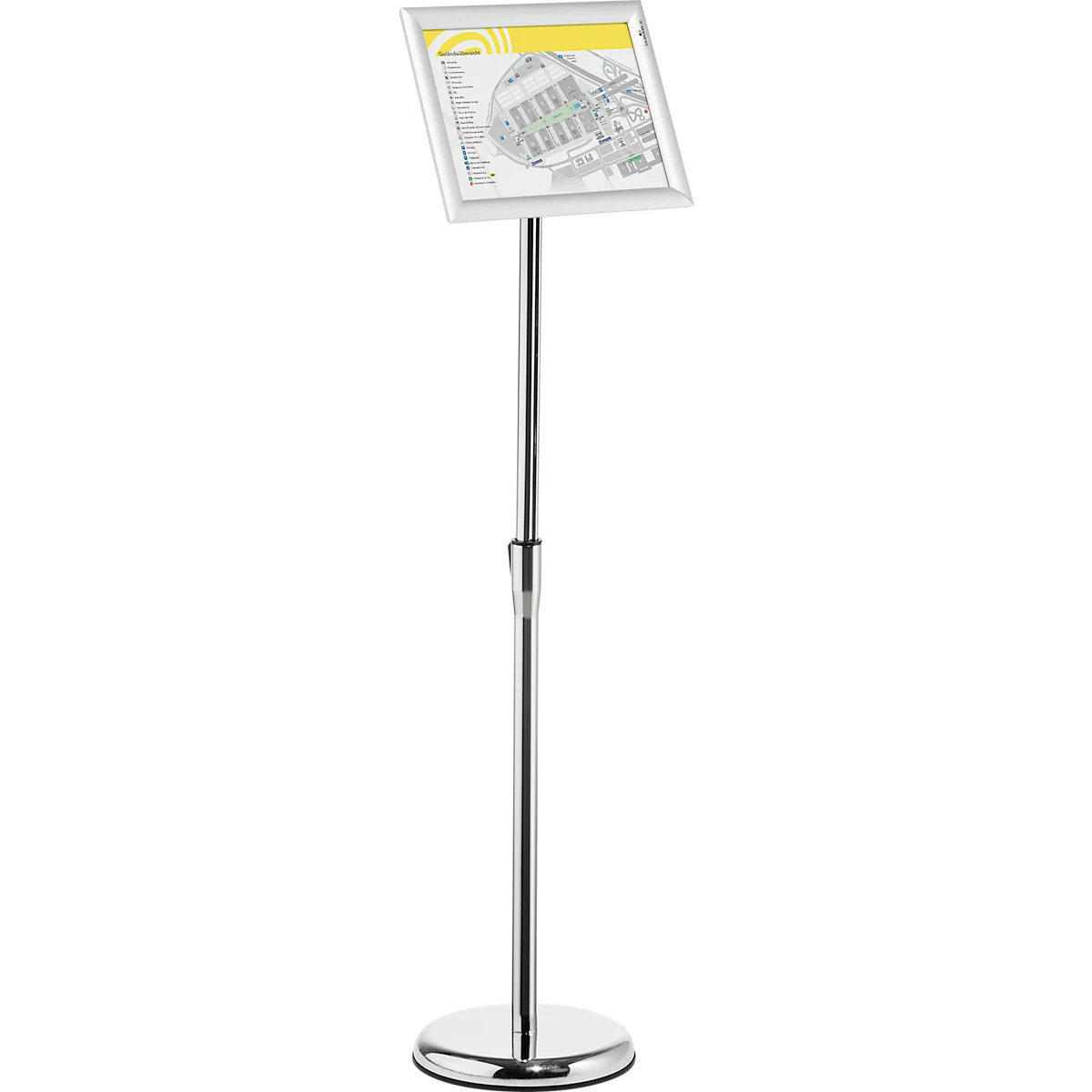 Infoständer Durable, mit DIN A4 Klapprahmen, Hoch- & Querformat, höhenverstellbar, Aluminium & Polystyrol, silber