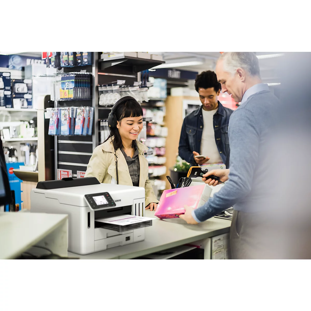 Inkjetprinter Canon MAXIFY GX5550, USB/LAN/WLAN/Cloud, auto duplex, mobiel printen, tot A4, incl. CMYK inktflessen