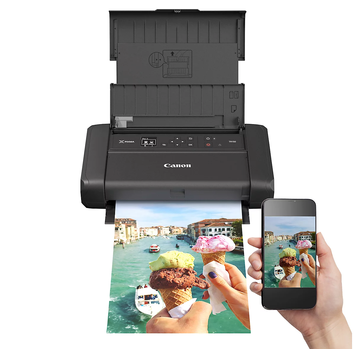 waar dan ook ontwikkelen helper Inkjetprinter Canon PIXMA TR150, mobiel, tot A4, WLAN/USB-Print, zwart-wit  en kleur, met batterij voordelig kopen | Schäfer Shop