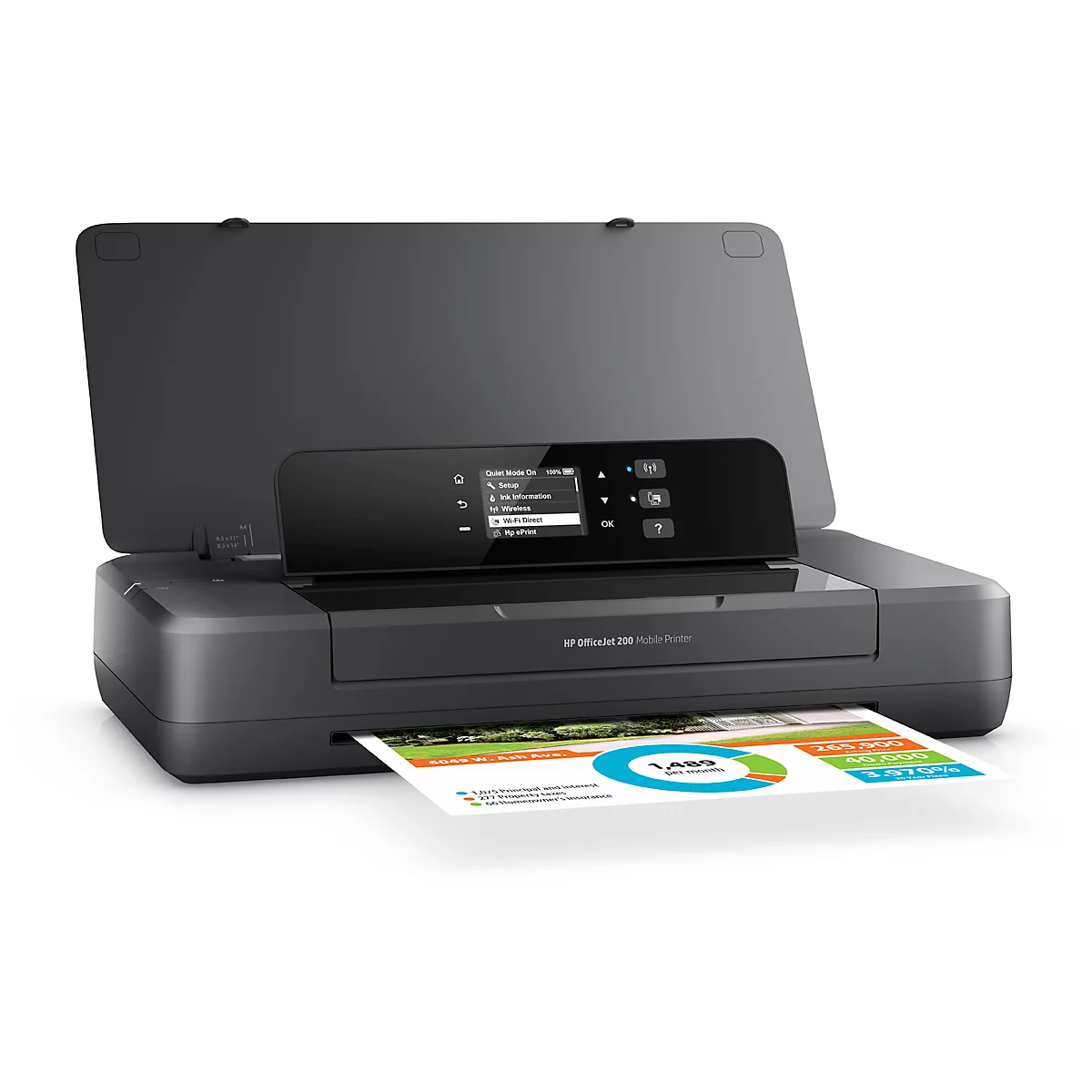 Inkjetprinter HP OfficeJet 200, USB/wifi, draagbaar, werkt op netstroom/batterij, tot A4